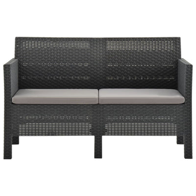 3 Piece Garden Lounge Set with Cushions PP Rattan Anthracite