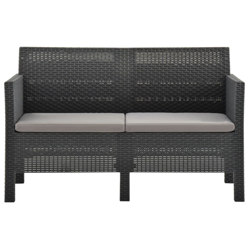 3 Piece Garden Lounge Set with Cushions PP Rattan Anthracite