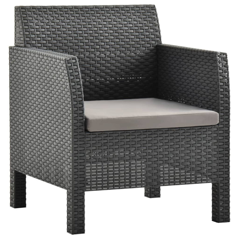 3 Piece Garden Lounge Set with Cushions PP Rattan Anthracite