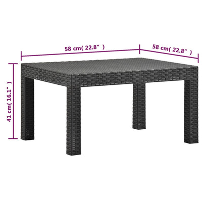 3 Piece Garden Lounge Set with Cushions PP Rattan Anthracite