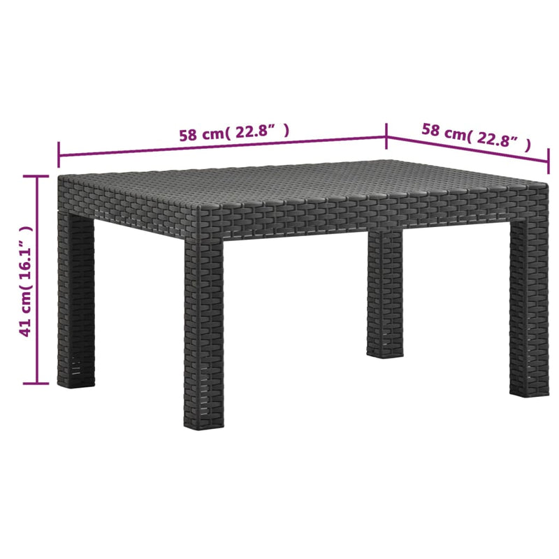 3 Piece Garden Lounge Set with Cushions PP Rattan Anthracite