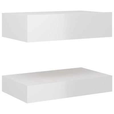 Bedside Cabinets 2 pcs High Gloss White 60x35 cm Engineered Wood