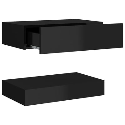 Bedside Cabinet High Gloss Black 60x35 cm Engineered Wood