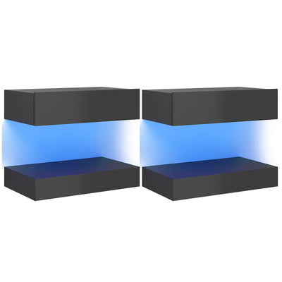 Bedside Cabinets 2 pcs High Gloss Grey 60x35 cm Engineered Wood