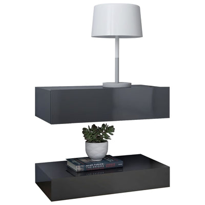Bedside Cabinets 2 pcs High Gloss Grey 60x35 cm Engineered Wood