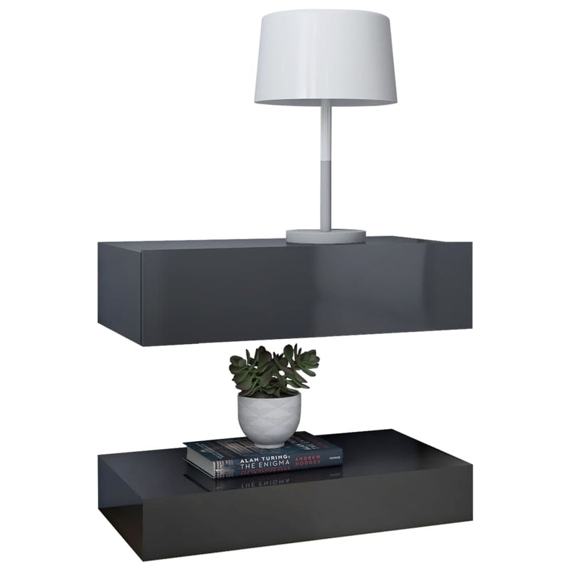 Bedside Cabinets 2 pcs High Gloss Grey 60x35 cm Engineered Wood