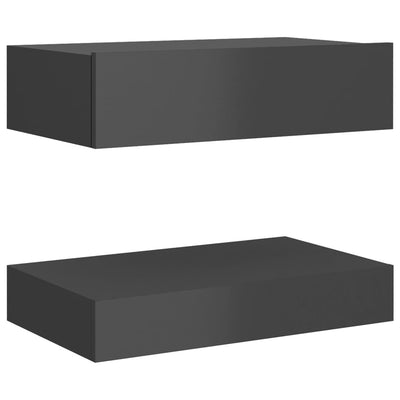 Bedside Cabinets 2 pcs High Gloss Grey 60x35 cm Engineered Wood