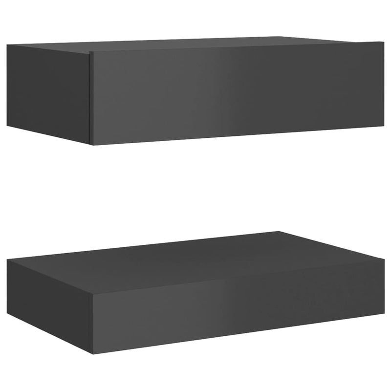 Bedside Cabinets 2 pcs High Gloss Grey 60x35 cm Engineered Wood