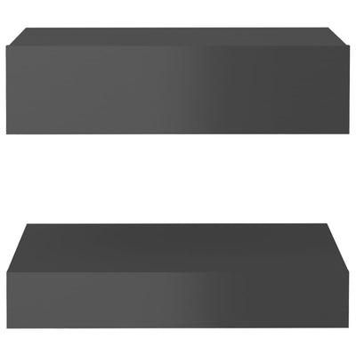 Bedside Cabinets 2 pcs High Gloss Grey 60x35 cm Engineered Wood
