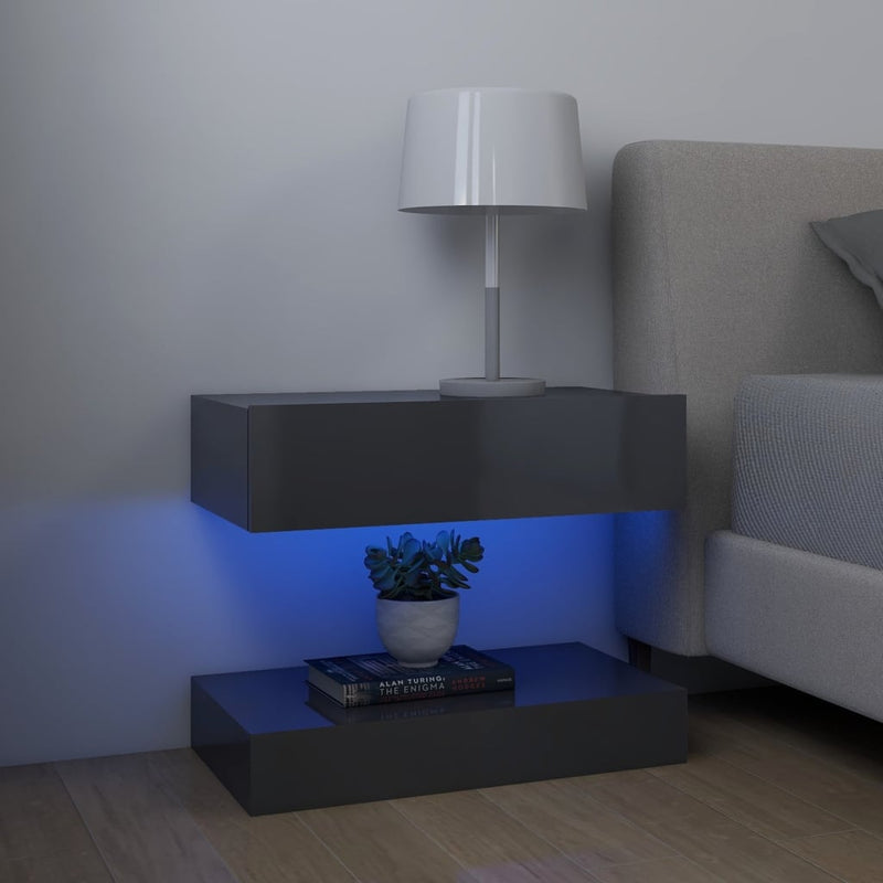 Bedside Cabinets 2 pcs High Gloss Grey 60x35 cm Engineered Wood