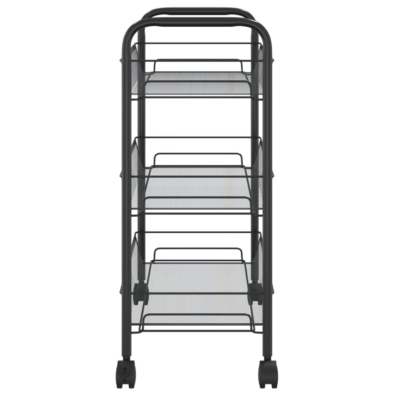 3-Tier Kitchen Trolley Black 46x26x64 cm Iron