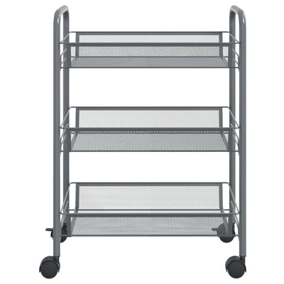 3-Tier Kitchen Trolley Grey 46x26x64 cm Iron