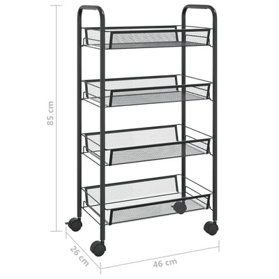 4-Tier Kitchen Trolley Black 46x26x85 cm Iron