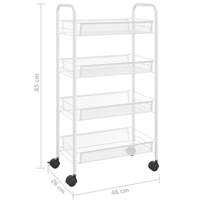 4-Tier Kitchen Trolley White 46x26x85 cm Iron