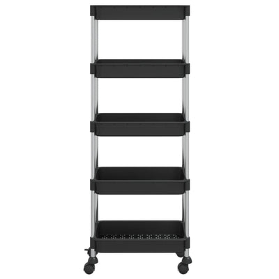 5-Tier Kitchen Trolley Black 42x29x128 cm Iron and ABS