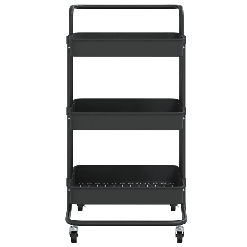 3-Tier Kitchen Trolley Black 42x35x85 cm Iron and ABS