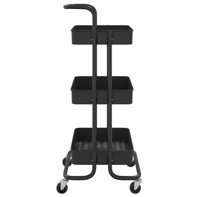 3-Tier Kitchen Trolley Black 42x35x85 cm Iron and ABS