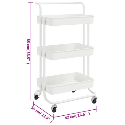 3-Tier Kitchen Trolley White 42x35x85 cm Iron and ABS