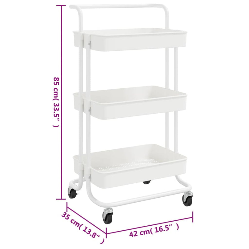 3-Tier Kitchen Trolley White 42x35x85 cm Iron and ABS