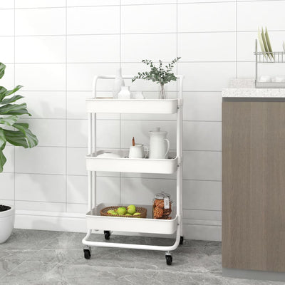 3-Tier Kitchen Trolley White 42x35x85 cm Iron and ABS