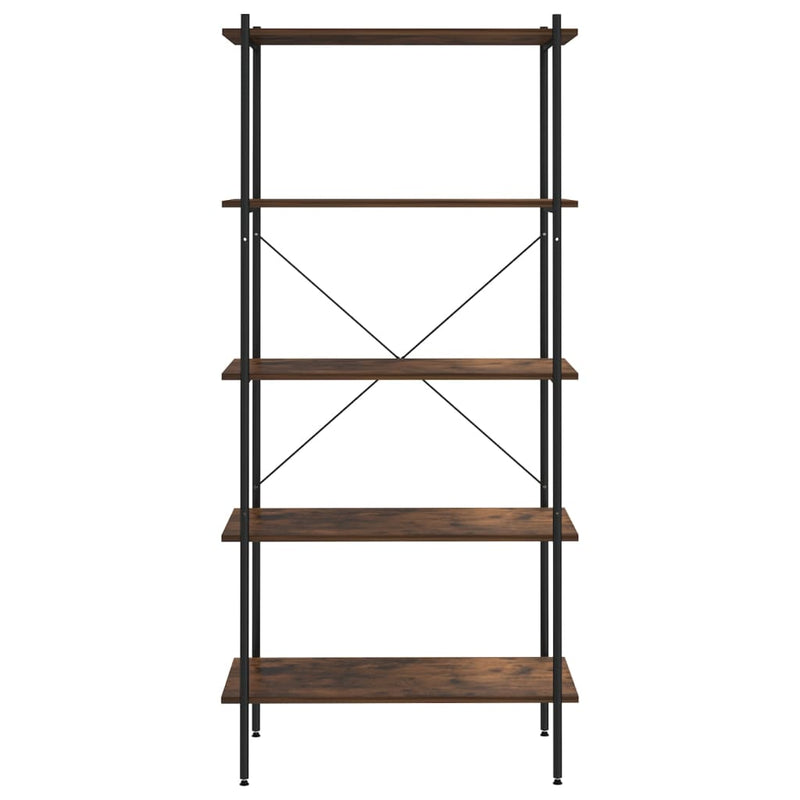 5-Tier Shelving Unit Black and Dark Wood 80x40x163 cm