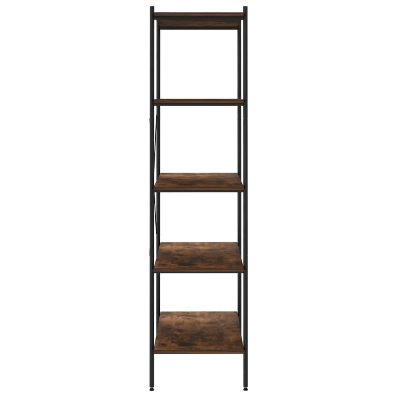 5-Tier Shelving Unit Black and Dark Wood 80x40x163 cm