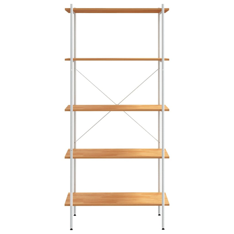 5-Tier Shelving Unit White and Oak 80x40x163 cm