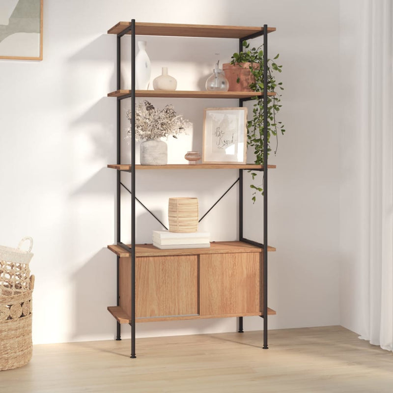 5-Tier Shelving Unit with Cabinet 80x40x163 cm Steel and Engineered Wood