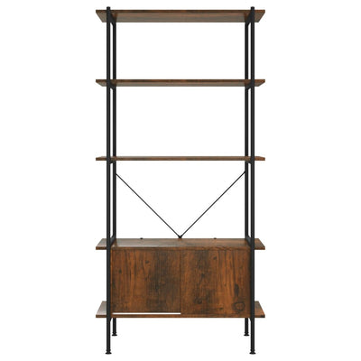 5-Tier Shelving Unit with Cabinet 80x40x163 cm Steel and Engineered Wood