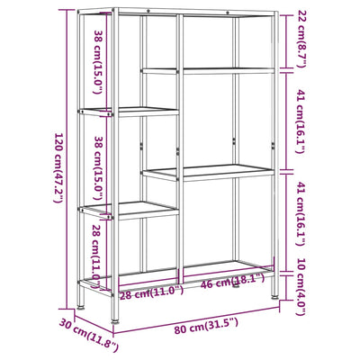 Book Shelf 80x30x120 cm Steel and Engineered Wood