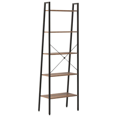 5-Tier Standing Shelf Dark Brown and Black 56x35x174 cm