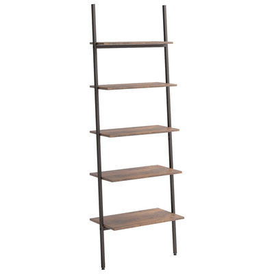 5-Tier Leaning Shelf Dark Brown and Black 64x34x185.5 cm