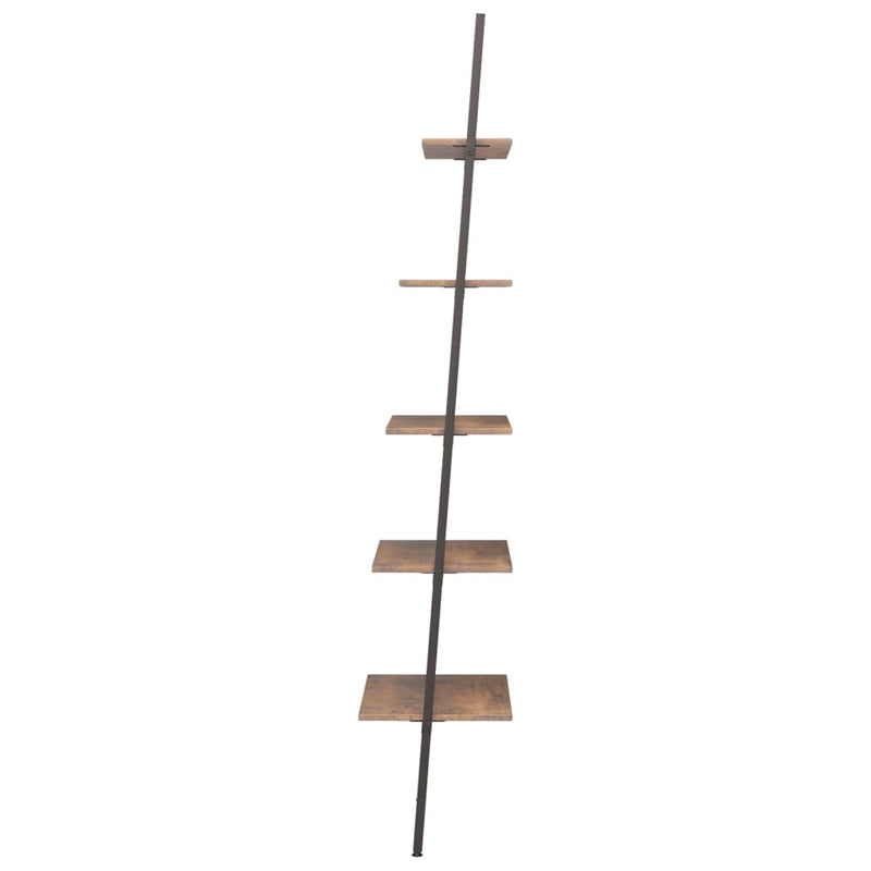 5-Tier Leaning Shelf Dark Brown and Black 64x34x185.5 cm