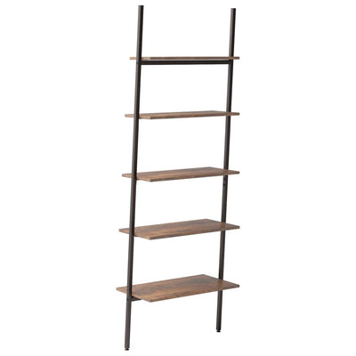 5-Tier Leaning Shelf Dark Brown and Black 64x34x185.5 cm