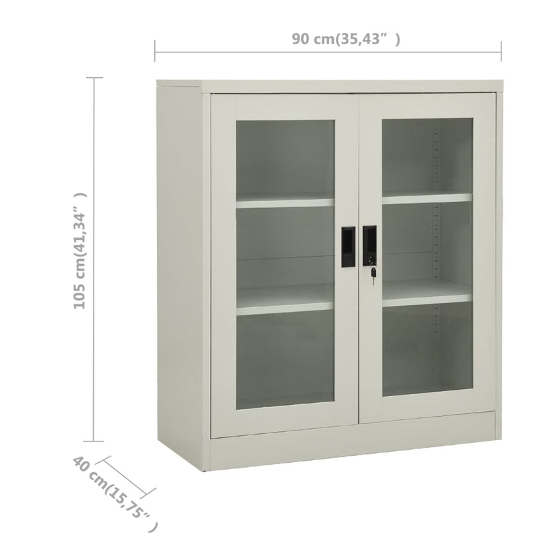 Office Cabinet Light Grey 90x40x105 cm Steel