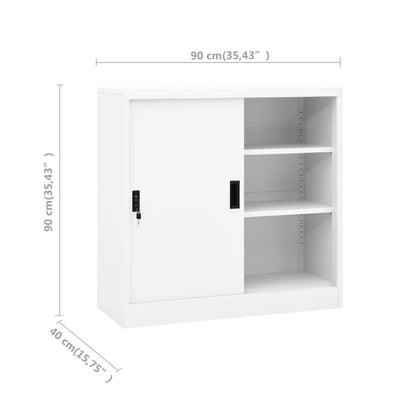 Office Cabinet with Sliding Door White 90x40x90 cm Steel