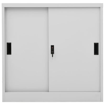 Office Cabinet with Sliding Door Light Grey 90x40x90 cm Steel