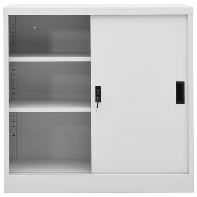 Office Cabinet with Sliding Door Light Grey 90x40x90 cm Steel