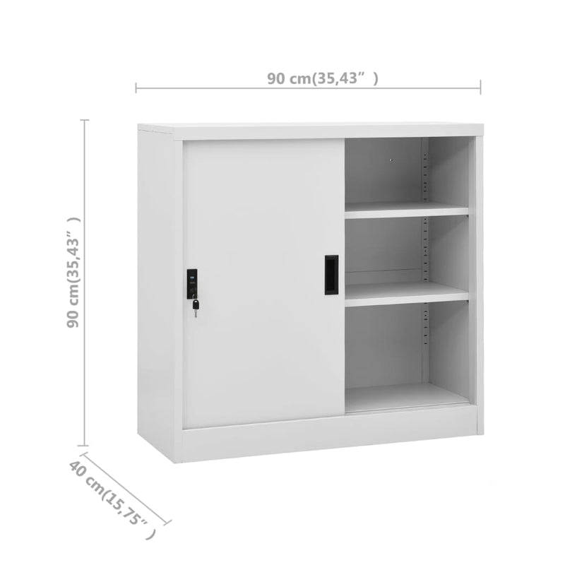 Office Cabinet with Sliding Door Light Grey 90x40x90 cm Steel