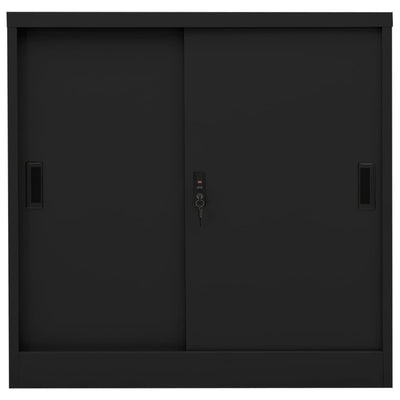 Office Cabinet with Sliding Door Black 90x40x90 cm Steel