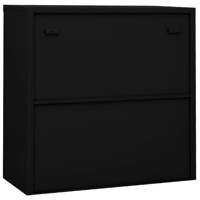 Office Cabinet with Sliding Door Black 90x40x90 cm Steel