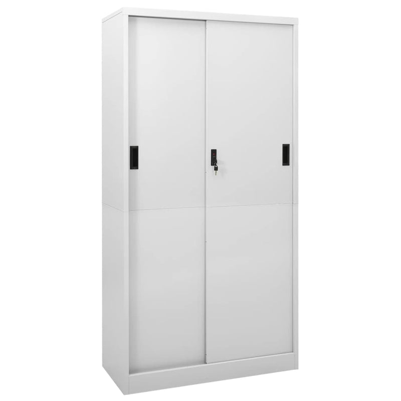 Office Cabinet with Sliding Door Light Grey 90x40x180 cm Steel