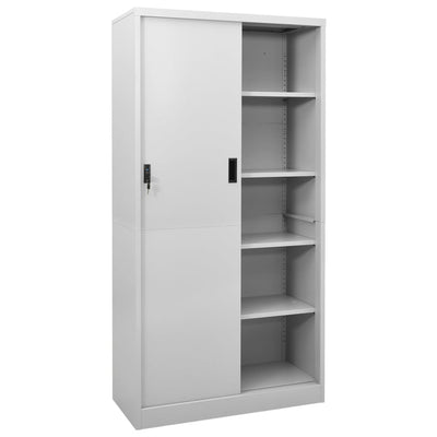 Office Cabinet with Sliding Door Light Grey 90x40x180 cm Steel