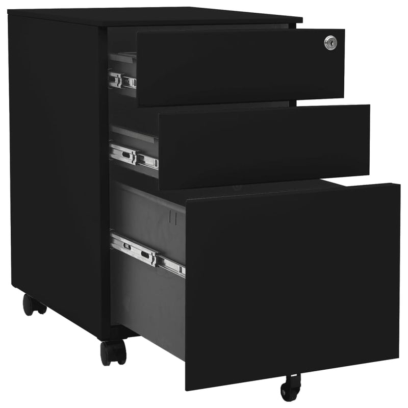 Mobile File Cabinet Black 39x45x60 cm Steel