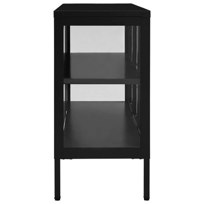 Sideboard Black 105x35x70 cm Steel and Glass