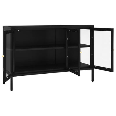 Sideboard Black 105x35x70 cm Steel and Glass