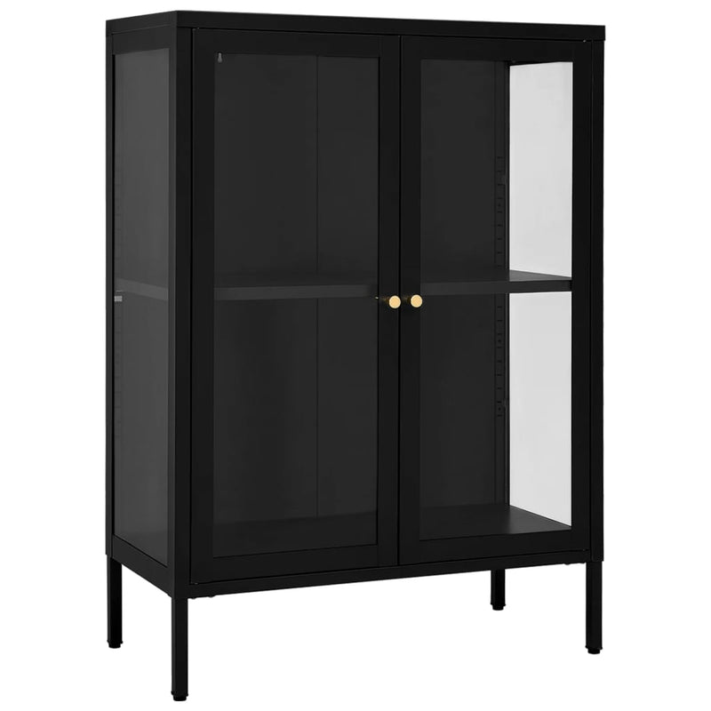 Sideboard Black 75x35x105 cm Steel and Glass