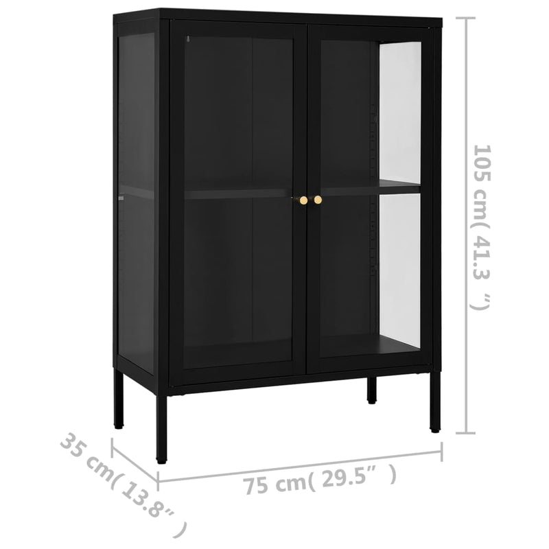 Sideboard Black 75x35x105 cm Steel and Glass