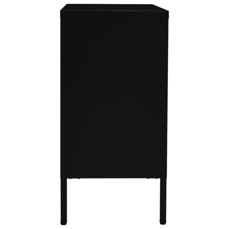 Sideboard Black 75x35x70 cm Steel and Tempered Glass