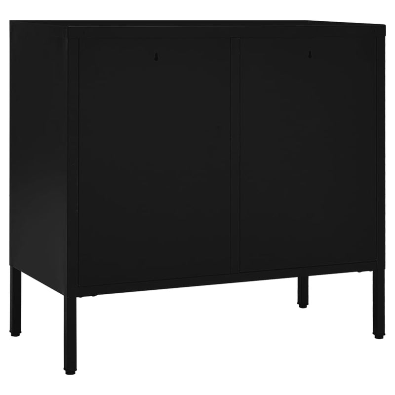 Sideboard Black 75x35x70 cm Steel and Tempered Glass